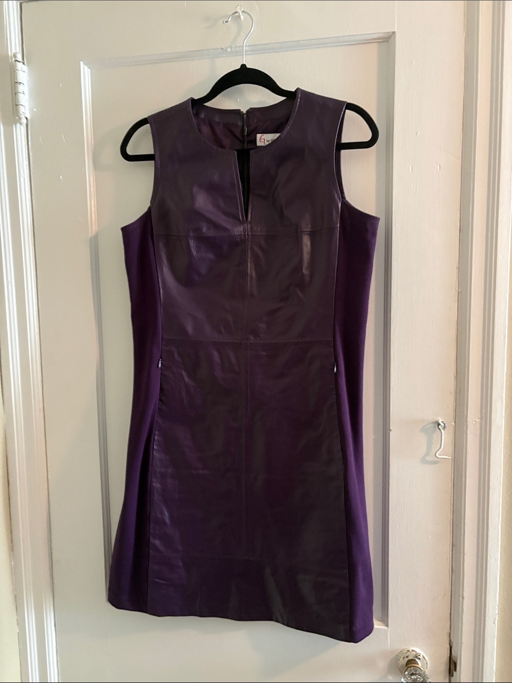 G by Giuliana Rancic Purple Genuine Leather Mini Shift Dress